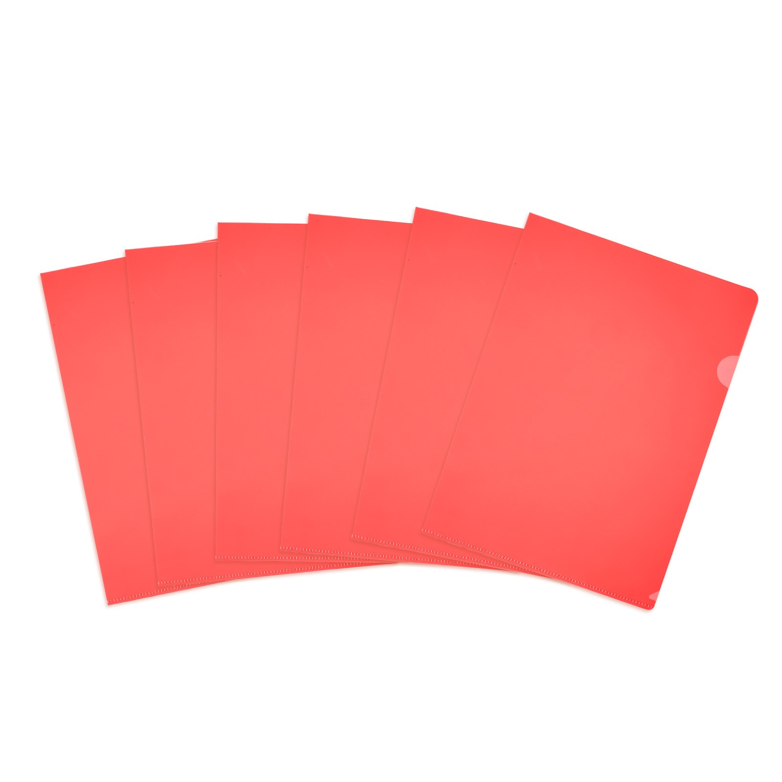 6 Pack L-Type Plastic Folders, Clear Folders, Red