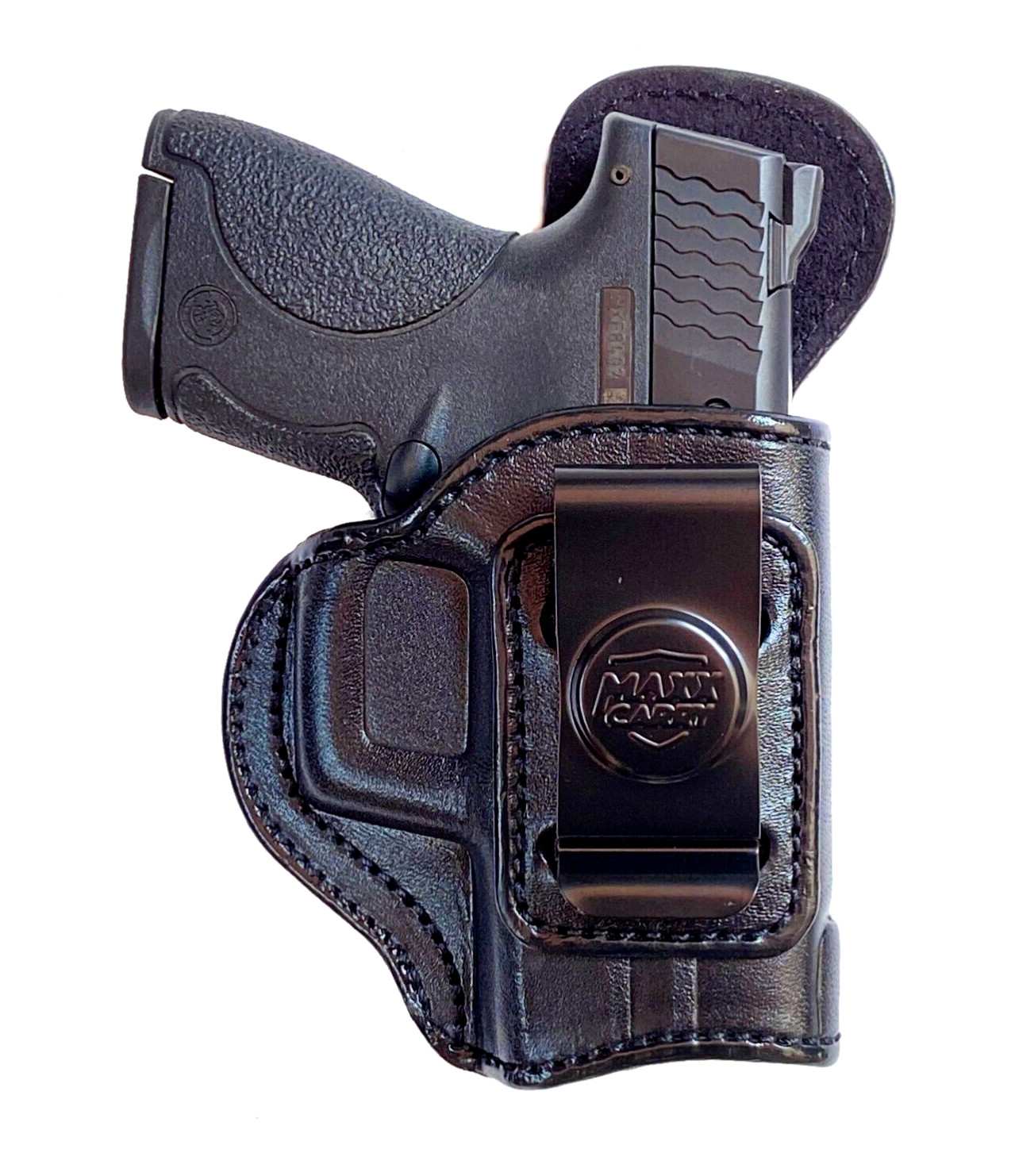 Max Carry Premium Black Leather IWB Gun Holster for Smith & Wesson M&P Shield