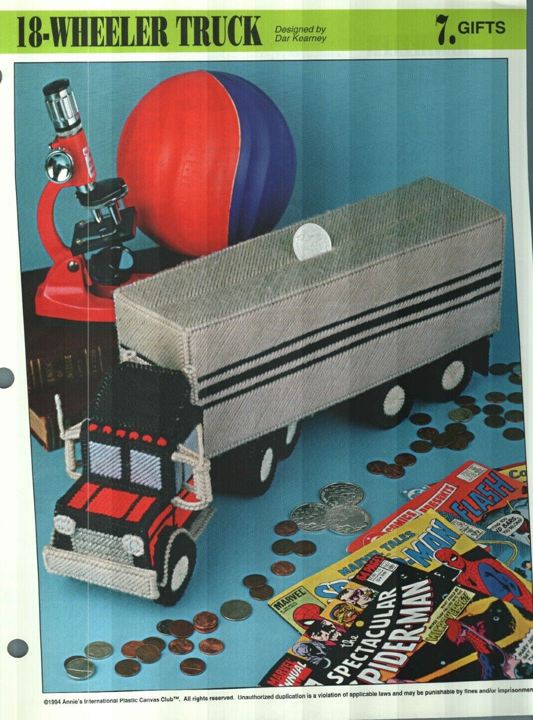 NEW 18-WHEELER TRUCK BANK ANNIE'S PLASTIC CANVAS PATTERN INSTRUCTIONS HTF