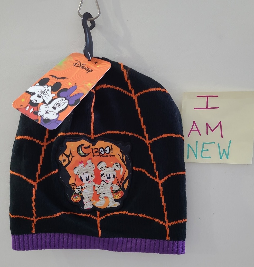 Disney Mickey & Minnie Mouse Beanie Knit Cap Hat Fall Winter Halloween BOO! NWT