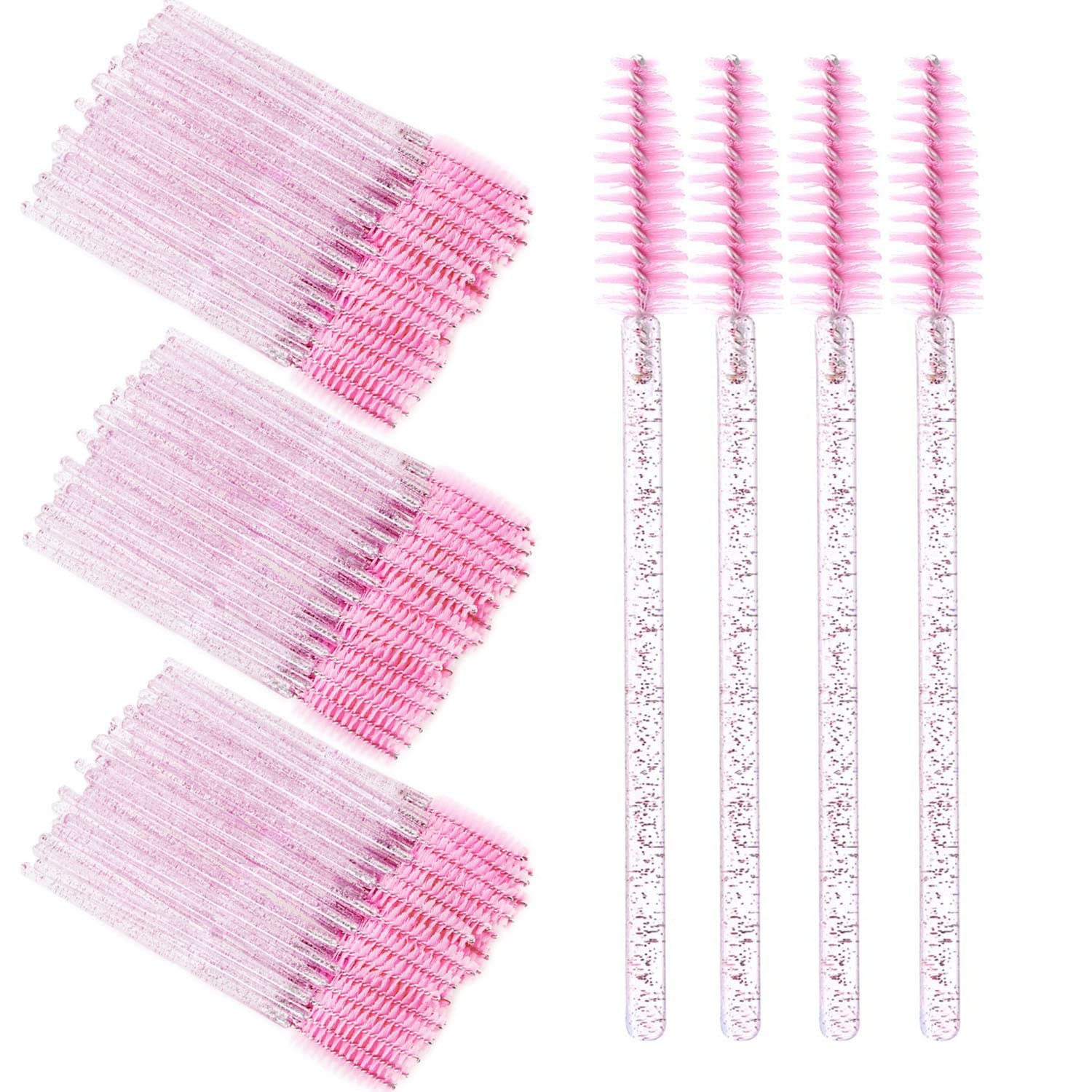 ZYIGYI 300 Pcs Disposable Mascara Wands, Pink Spoolies 300 pcs-Pink