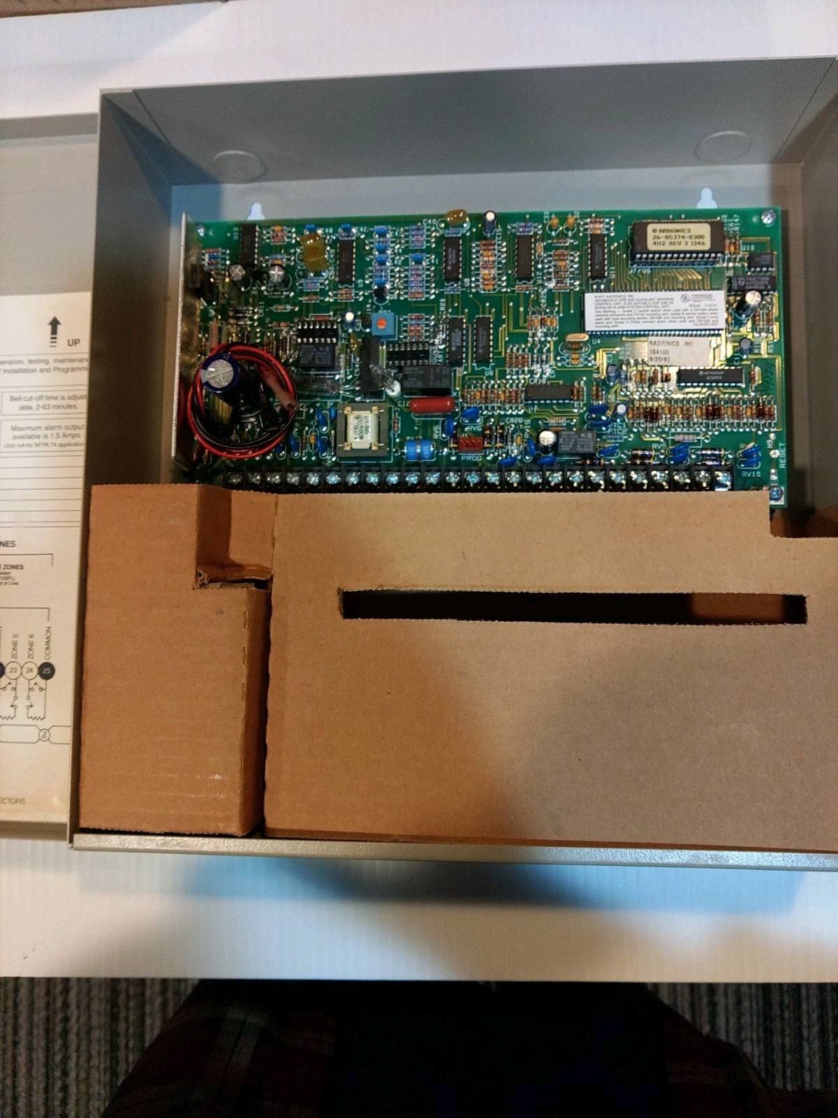 Radionics D4112 Alarm Control Panel With Housing, Key, Owner's Manual Etc.