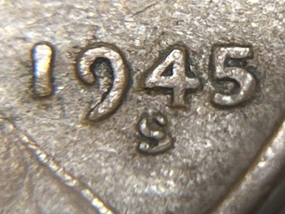 1945 S Wheat Penny Errors Major Strike Through Both Sides
