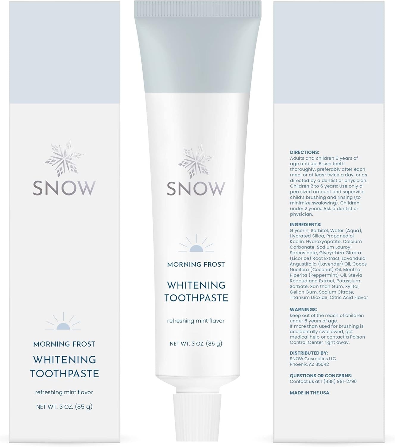 SNOW Nighttime Whitening Toothpaste 3oz Advanced Formula Hydroxyapatite Mint 2pc