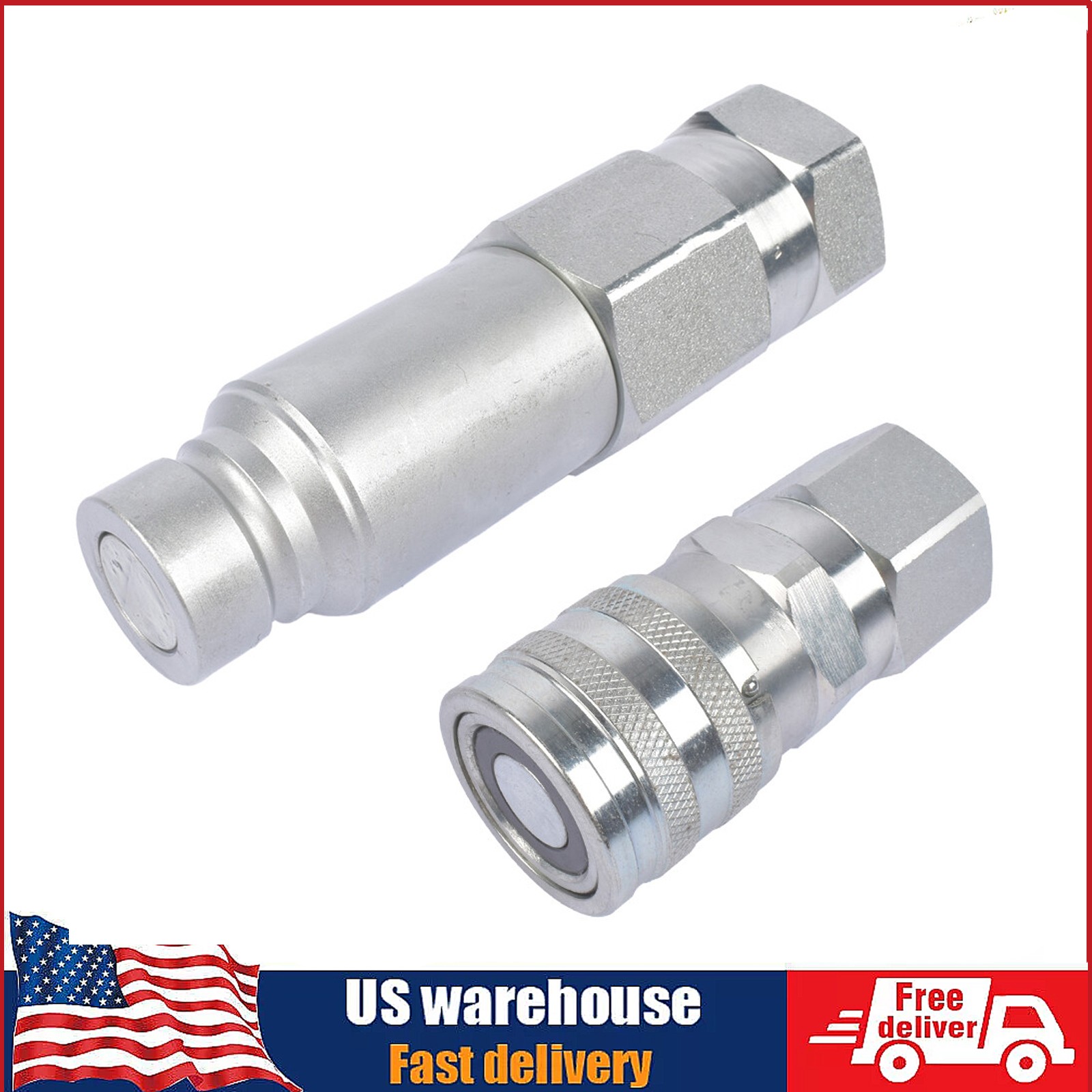 Male & Female Flat Face Coupler for Bobcat Backhoe Loader Excavator 7246790EF