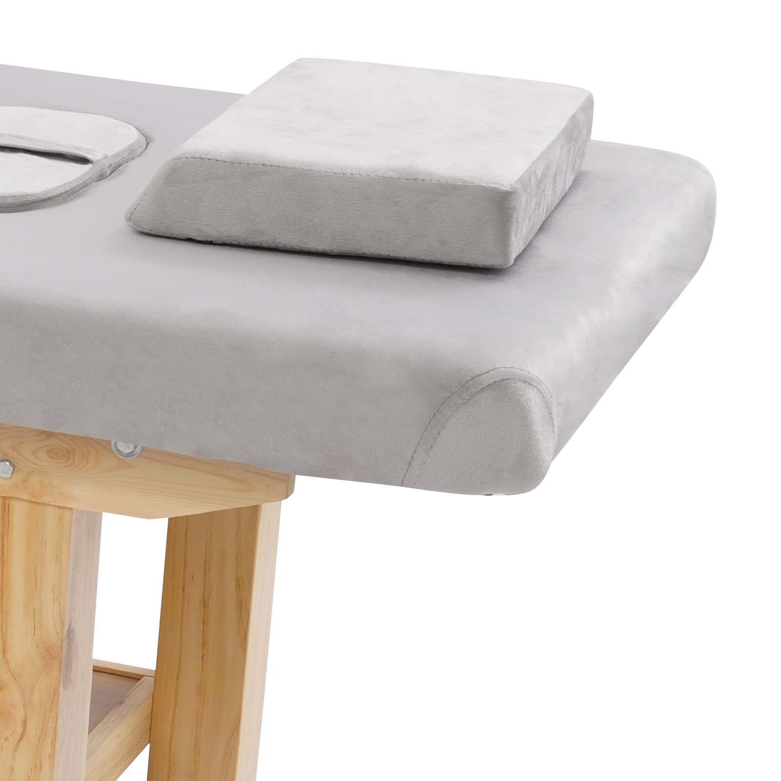6 Legs Wide Solid Wood Spa Massage Bed, Adj Backrest Physical Treatment Bed