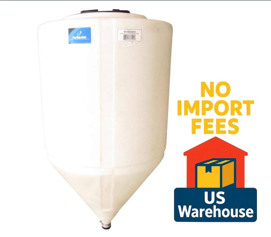 55 Gallon Cone Bottom Inductor Tank No Stand MDPE 24" Diameter Full Drain