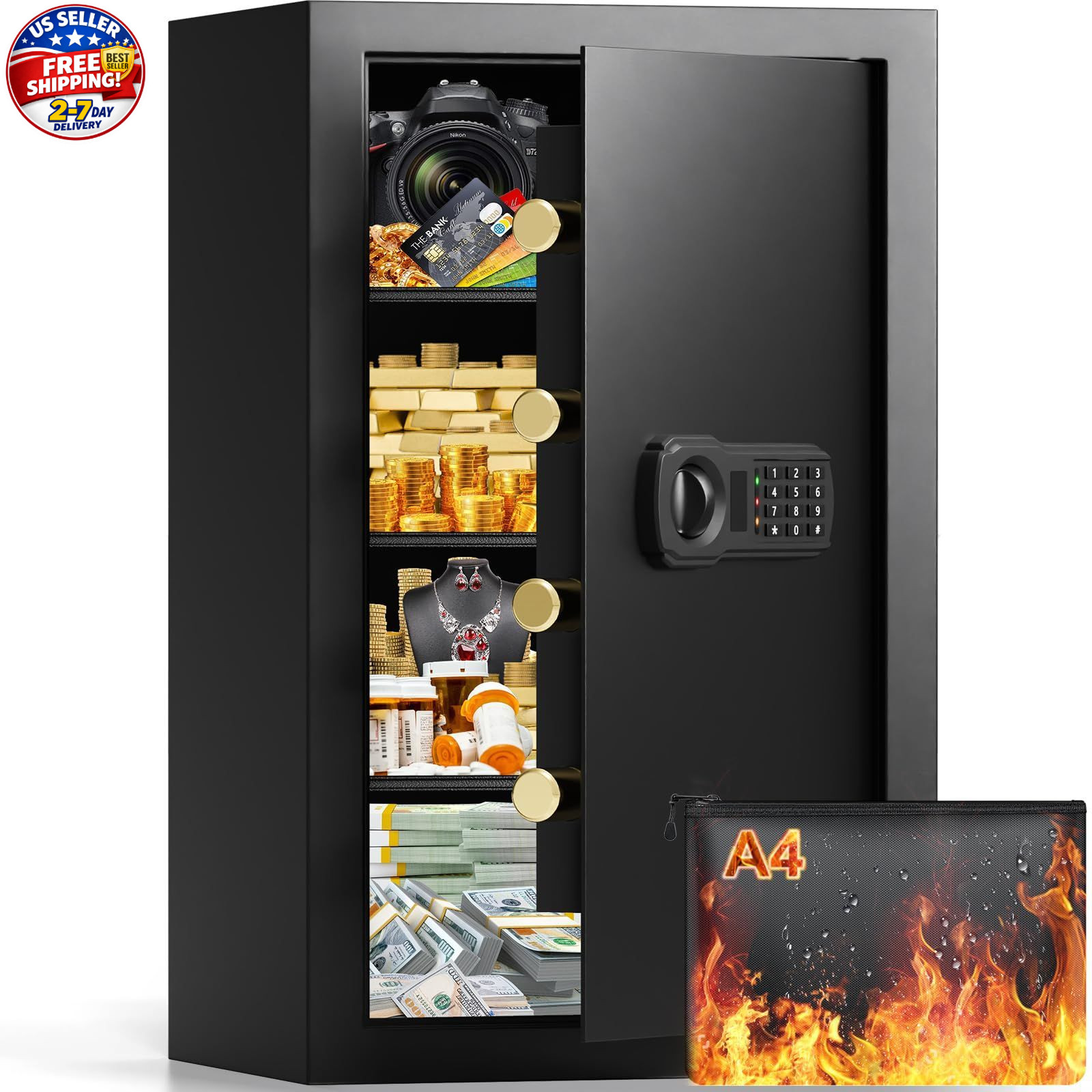 7.0 cu ft Large Safe Box for Home & Office, 27.56"H Anti-Theft Safety Box with A