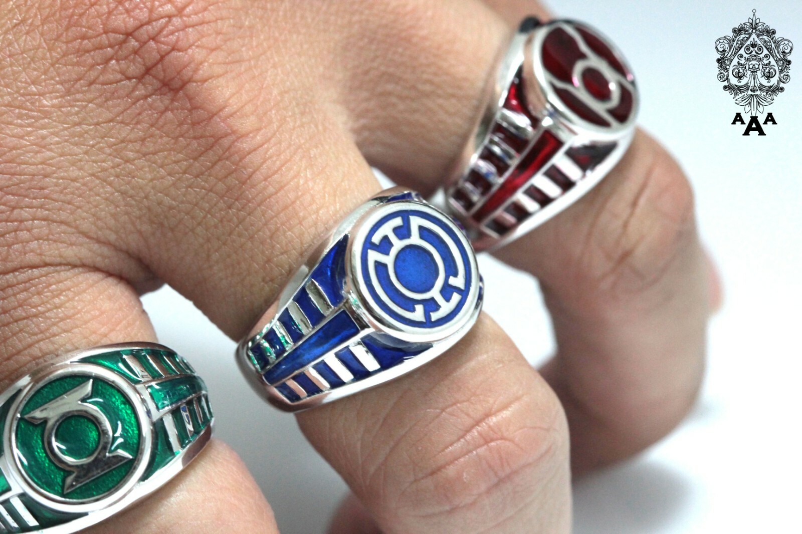 Blue Lantern Ring V.2 Blue Lantern Corp Ring Sterling Silver 925 Blue Enamel