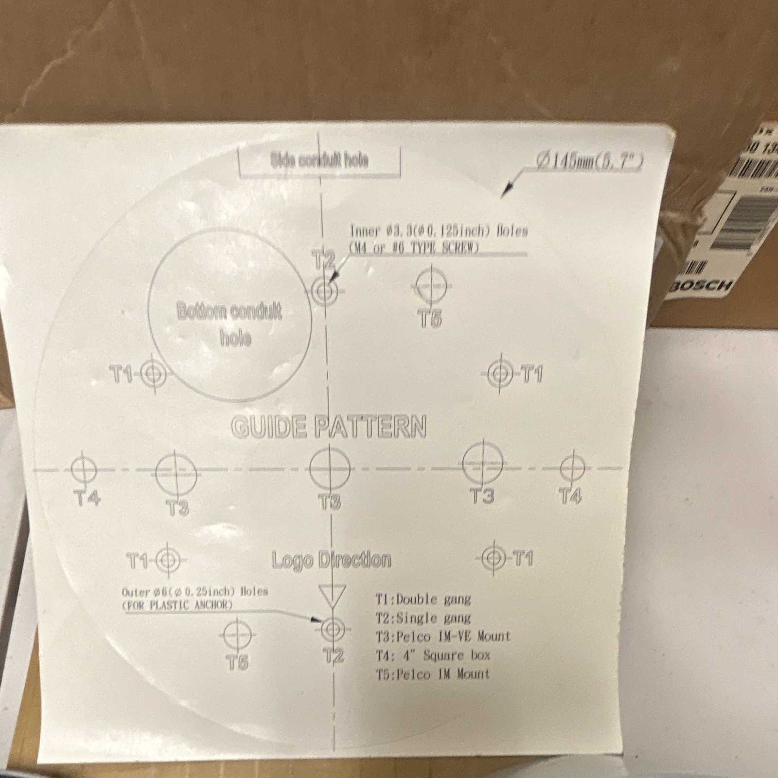 Pelco Sarix In-Ceiling Bullet Camera Bracket IBPBBAP-EI, Gray