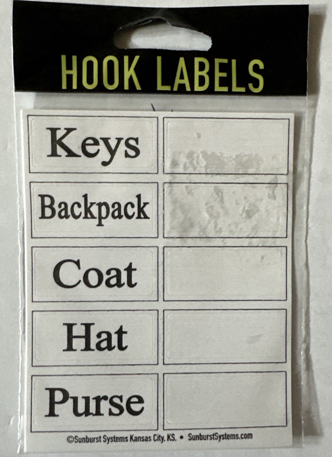 Hook Labels - 3 Packs - Keys, Backpack, Coat, Hat, Purse And Blank Labels
