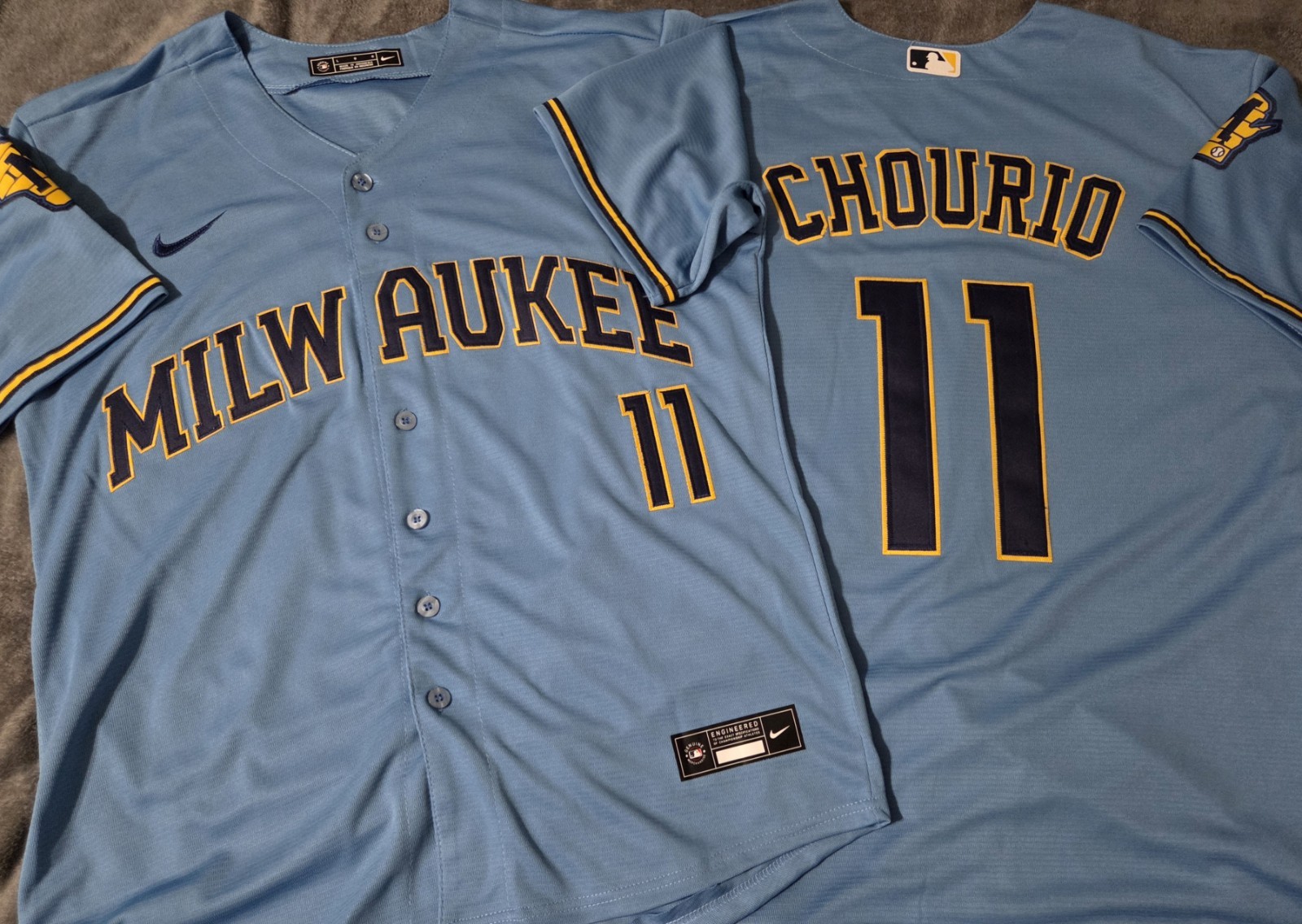 Fast Free Shipping! XXXL 3X Jackson Chourio Milwaukee Brewers Stitched Jersey 11