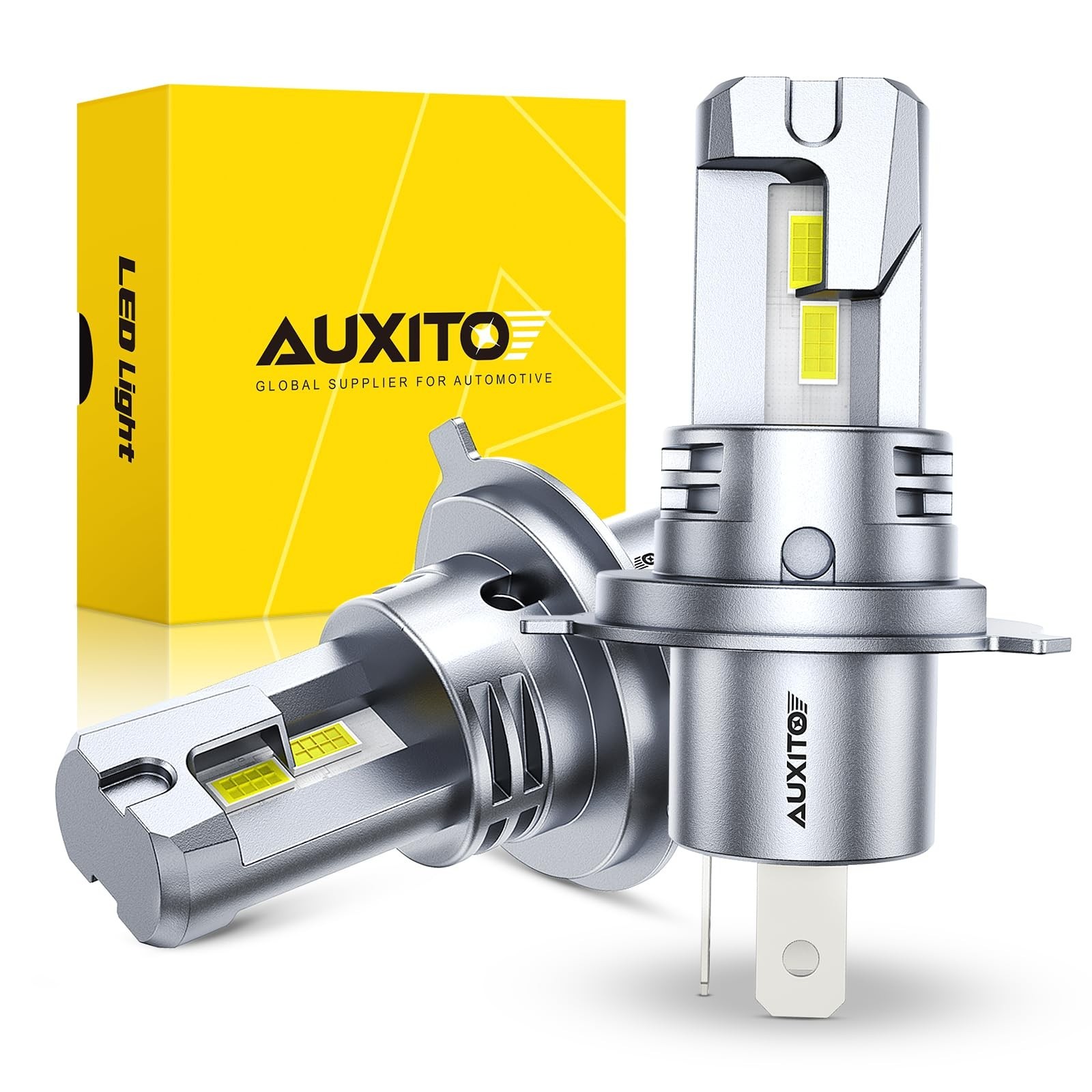AUXITO H4 9003 HB2 Light Bulb Hi/Low Beam, 6500K Cool White, 40,000LM 900% Su...