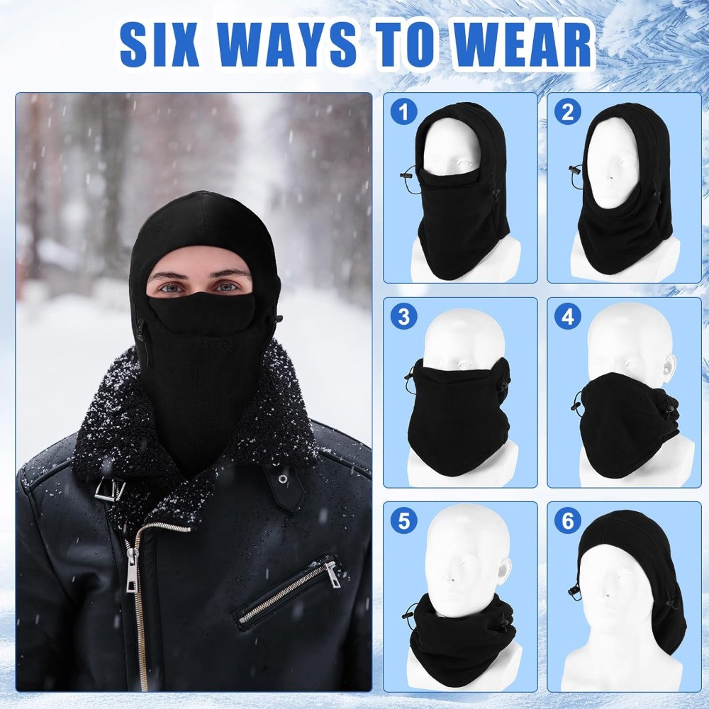 Winter Thermal Windproof Ski Mask Balaclava Fleece Full Face Mask for Men Women