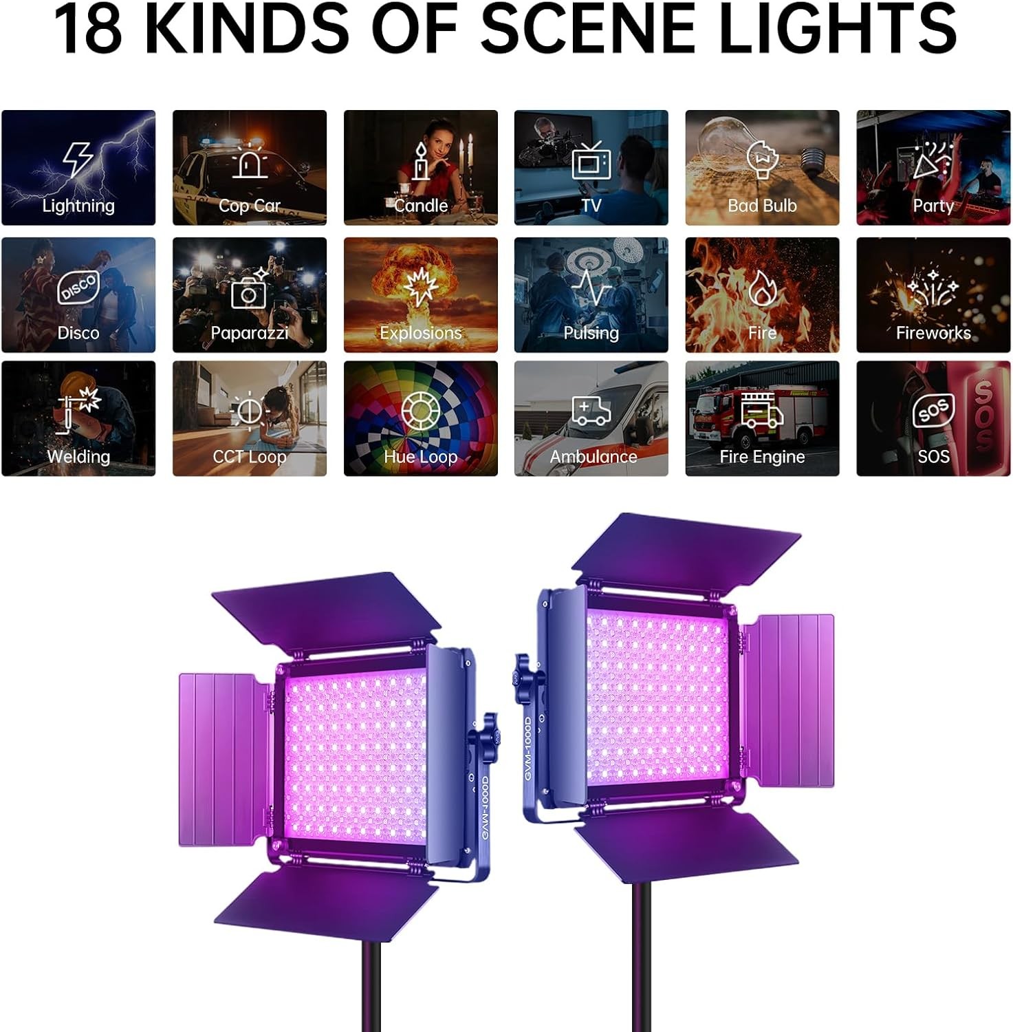 RGB LED Video Light Kit Photography Studio Lighting Set