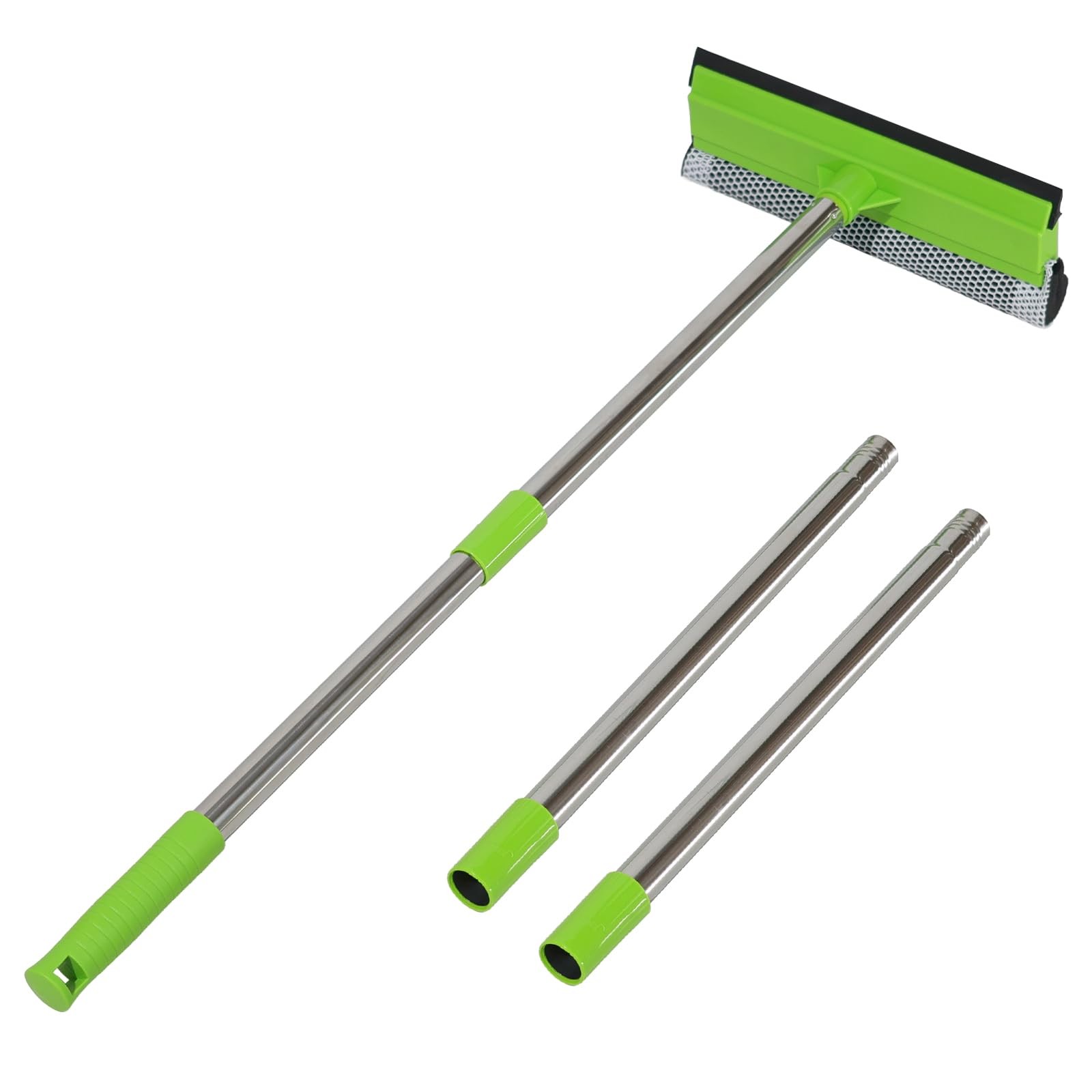 2 in 1 Window Squeegee with 55" Long Stainless Steel 10 inches, Red