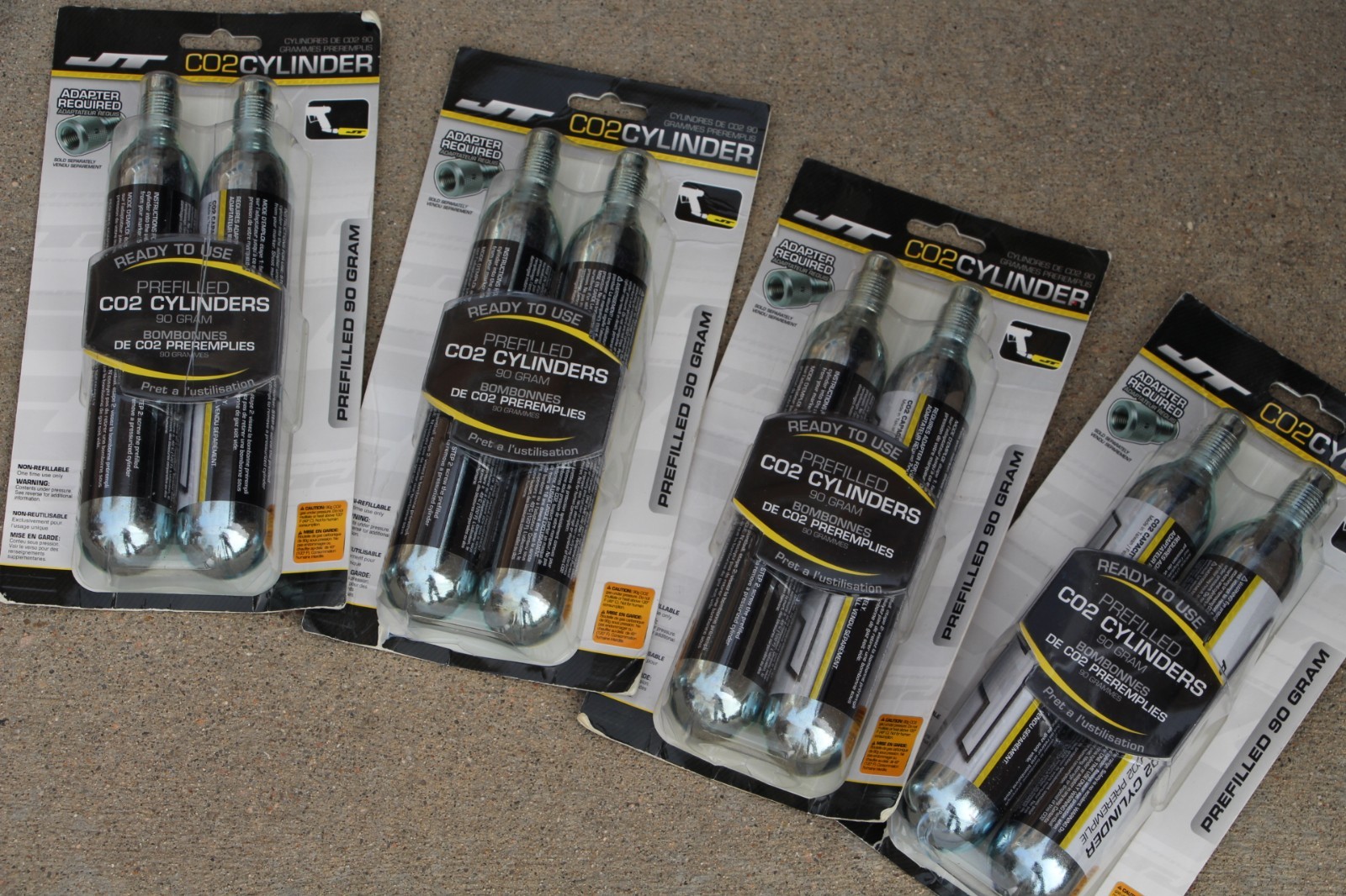 8 TOTAL factory sealed RETAIL PACK JT prefilled CO2 cylinder lot 4X ready to use