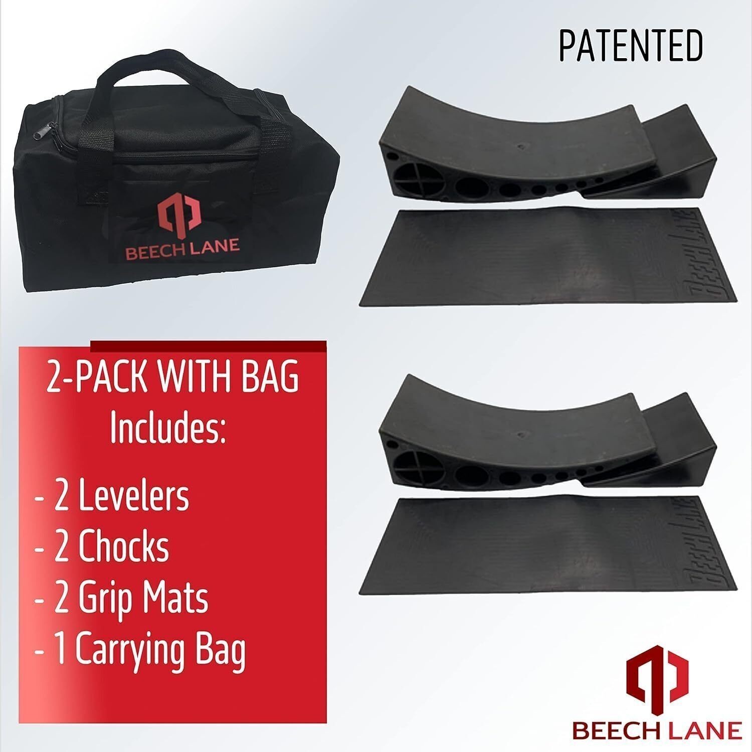 2 Pack Camper Leveler W/ Carrying Bag Chock & Rubber Grip Mat Leveling Block NEW