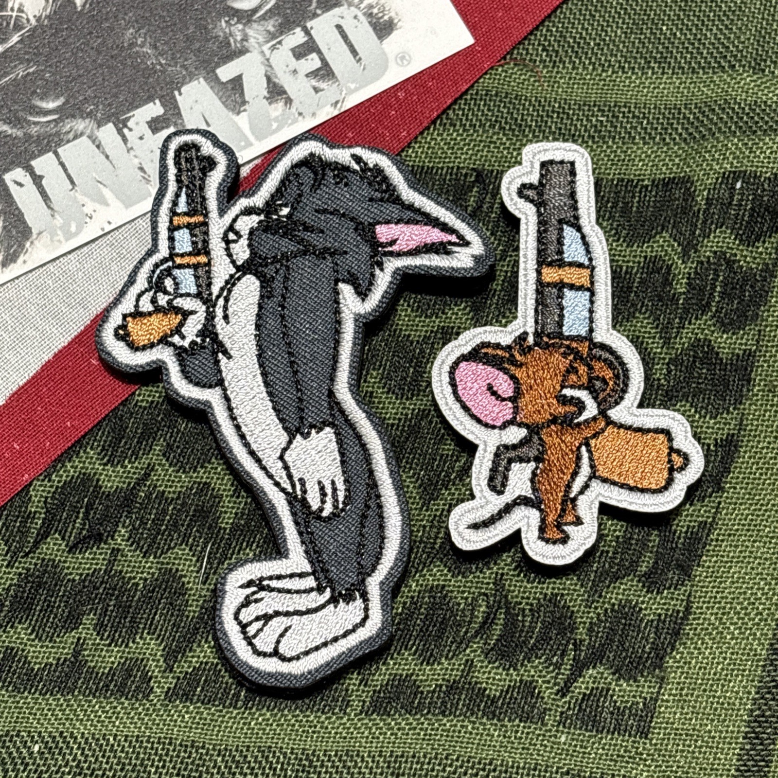 Tom And Jerry Dual 2pk Patch Hook & loop High Quality Embroidery