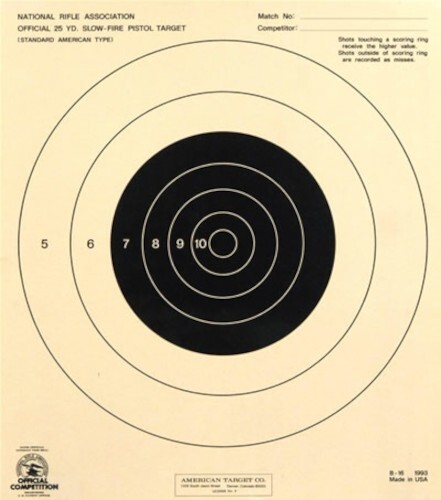 B-16 [B16] NRA Official 25 Yard Slow Fire Pistol Target (100) Tag FREE SHIPPING