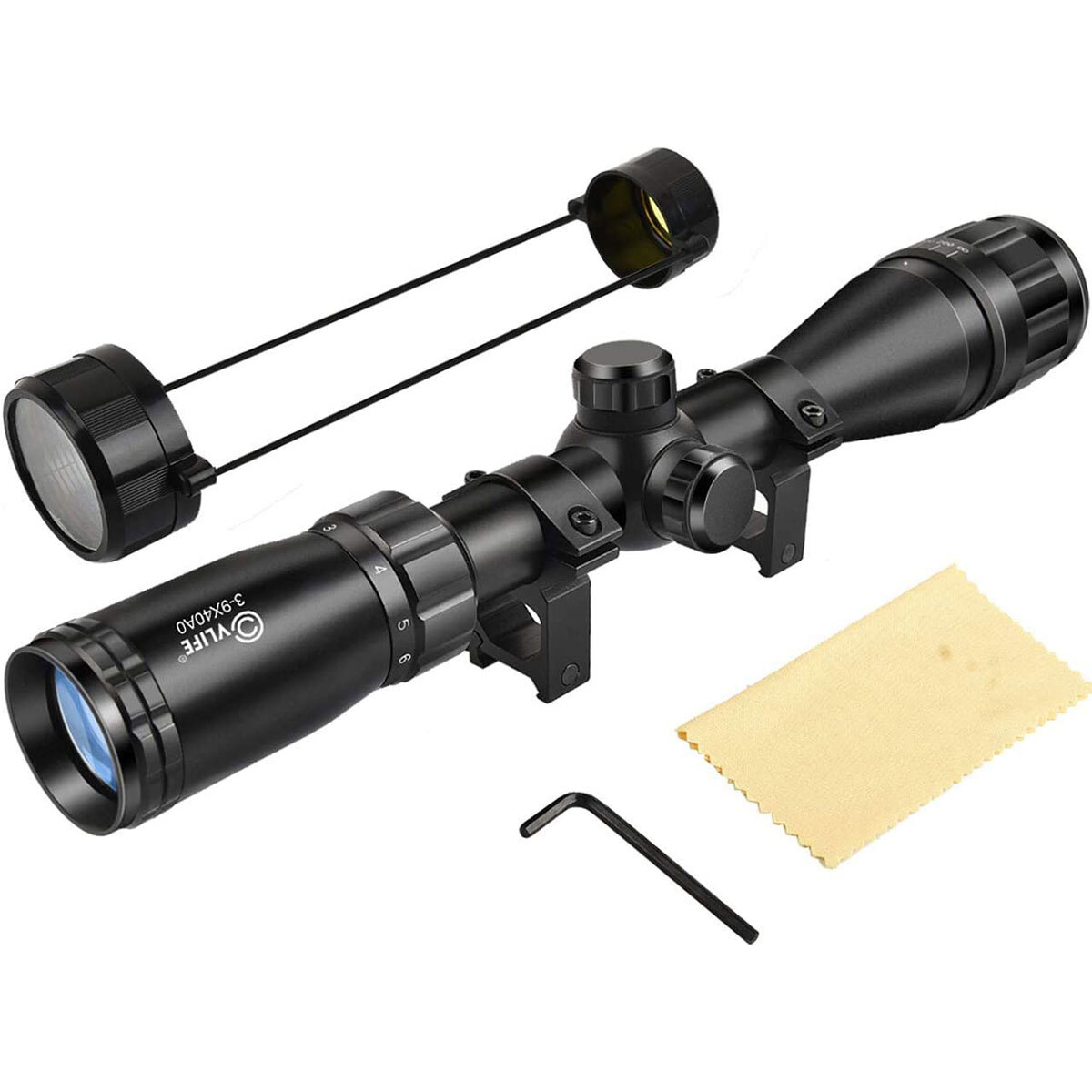 3-9x40AO Rifle Scope Crosshair Reticle Optics Air Gun Scope 20mm Mounts Included