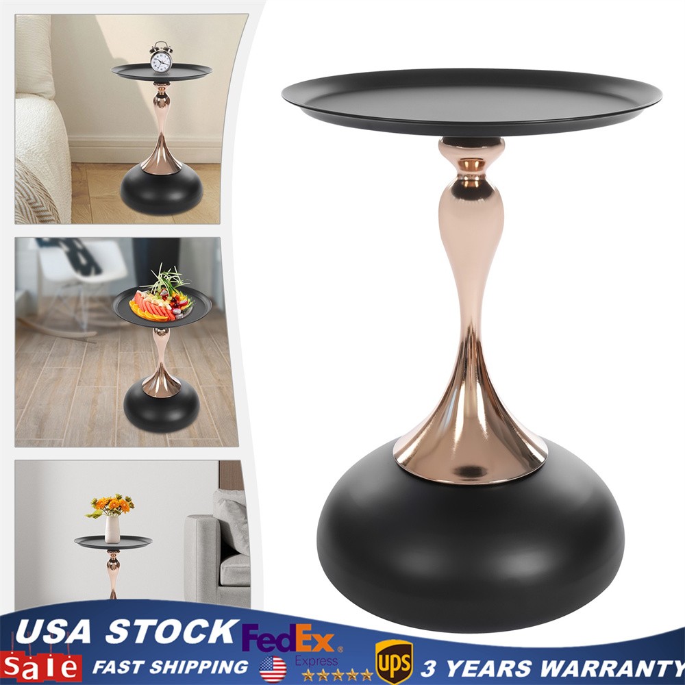 Round Side Table Metal Sofa Small End Table Drink Table for Living Room Bedroom