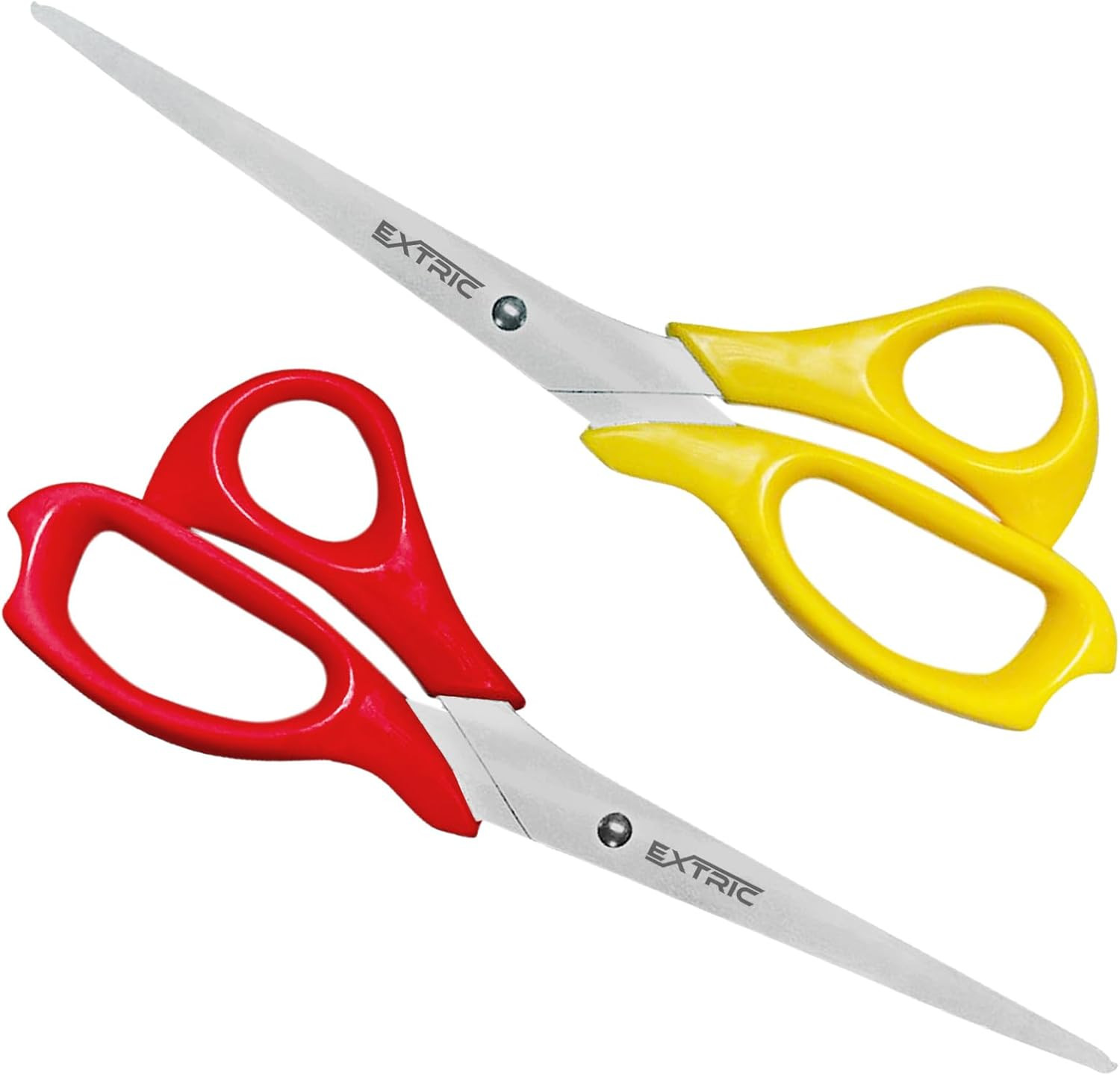 EXTRIC 7" All-Purpose Scissors, 2 Pack Heavy Duty, Stainless Steel, Red, Yellow