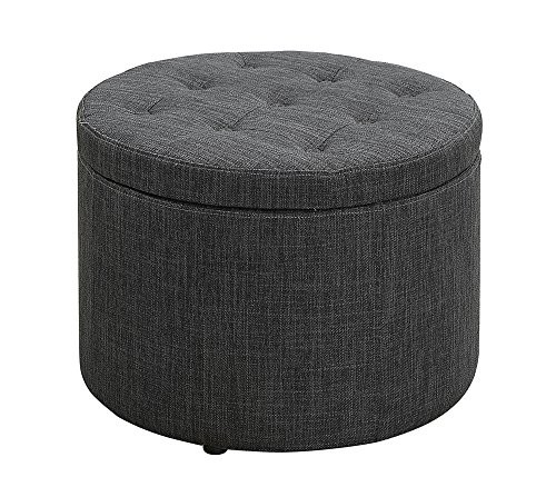 Designs4Comfort Round Shoe Ottoman Gray Fabric