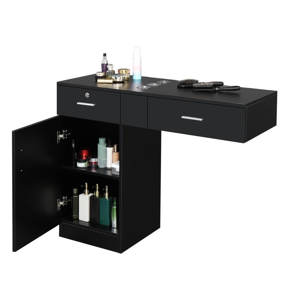Hair Styling Station Makeup Table Drawers Storage Beauty Salon Furniture Cabinet