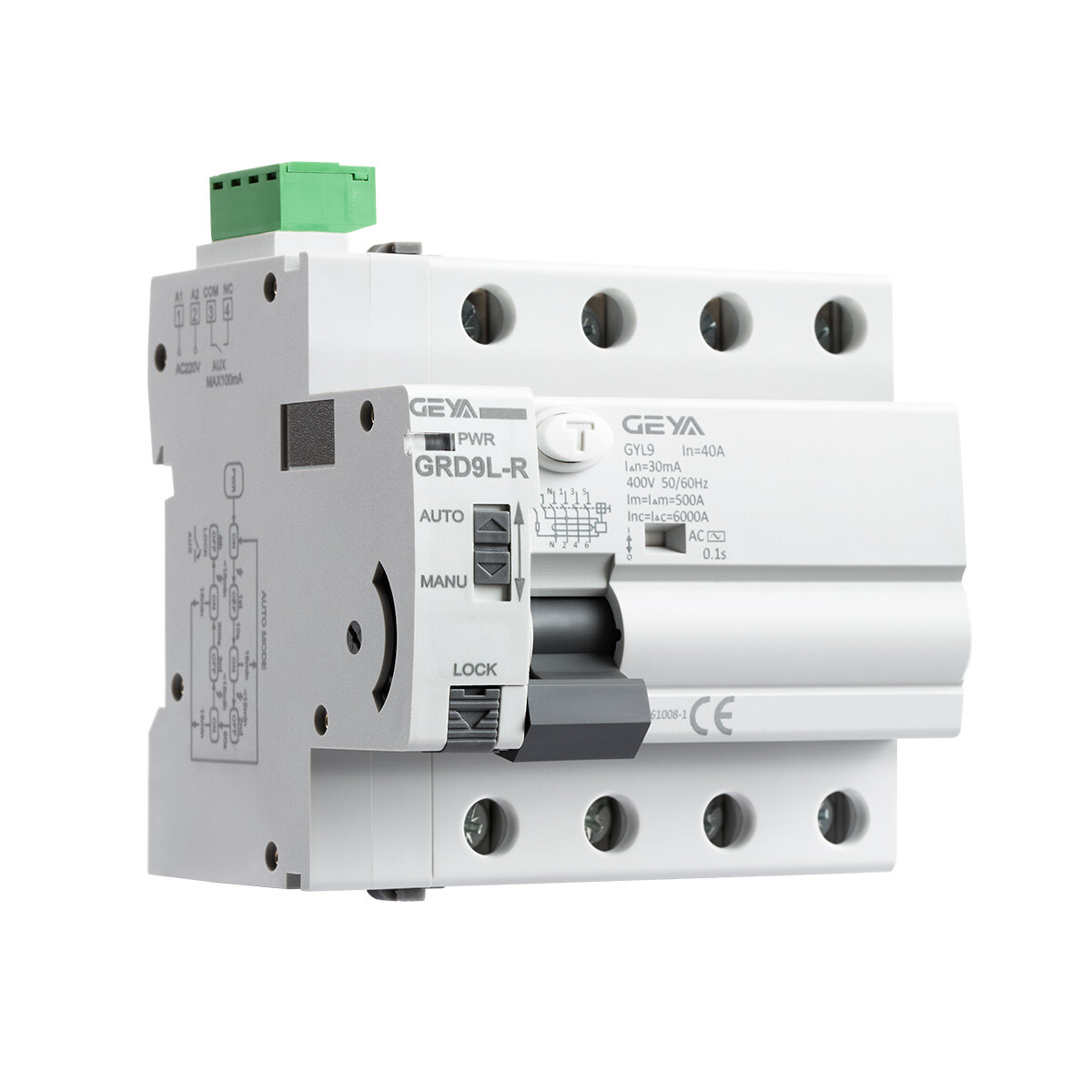 GEYA ELCB Auto Recloser 4P AC230 DC12/24/48V Reclosing Device Self-Reclosing RCD