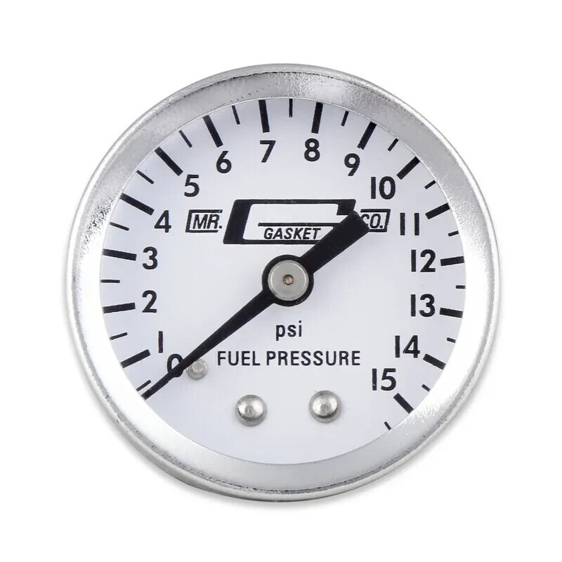 Mr Gasket 1561 Mechanical Fuel Pressure Gauge - Up To 15 PSI, 1-1/2" Diameter