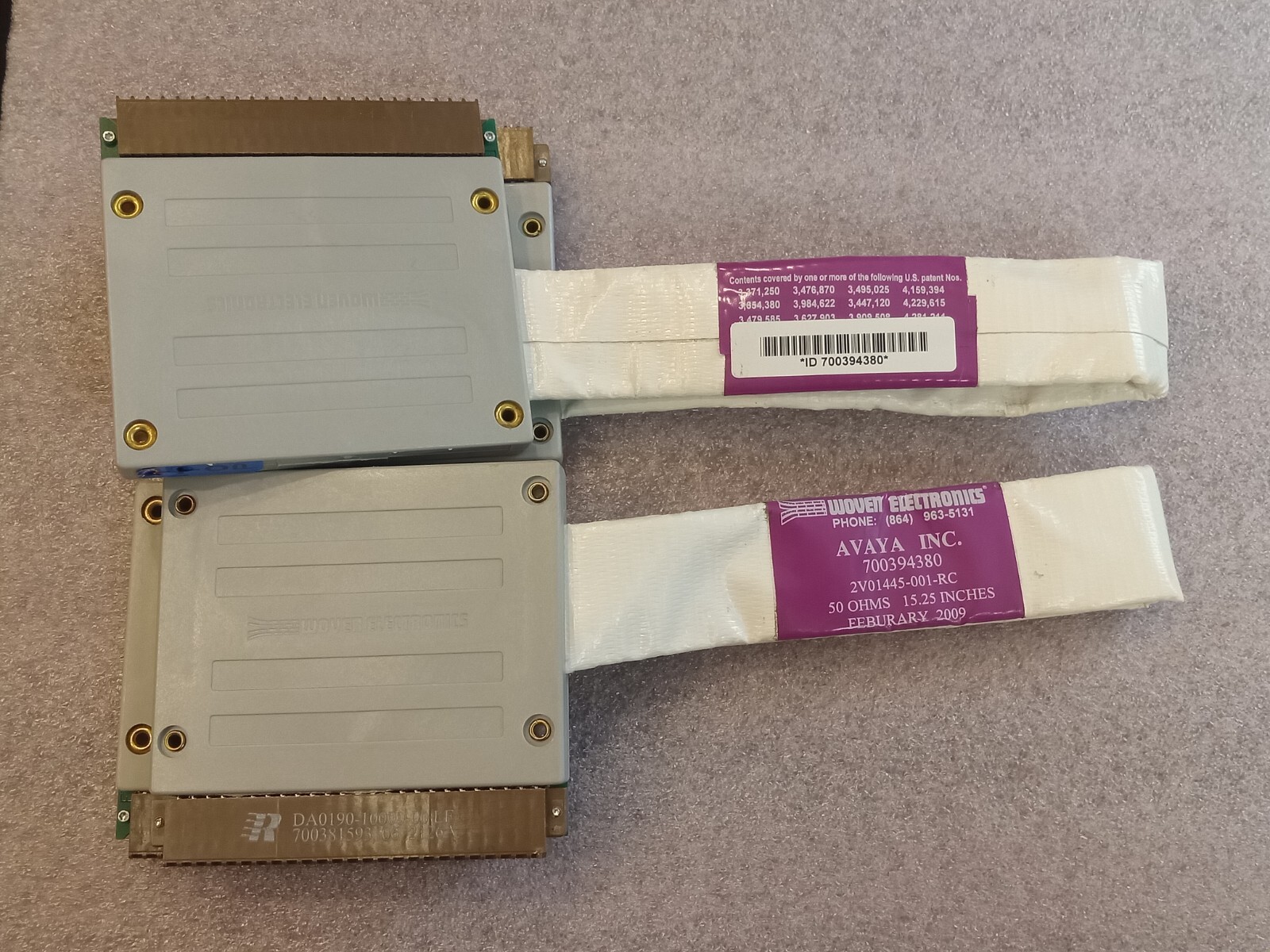 LOT OF 2 AVAYA WOVEN ELECTRONICS 700394380  50 OHMS 15.25 INCHES
