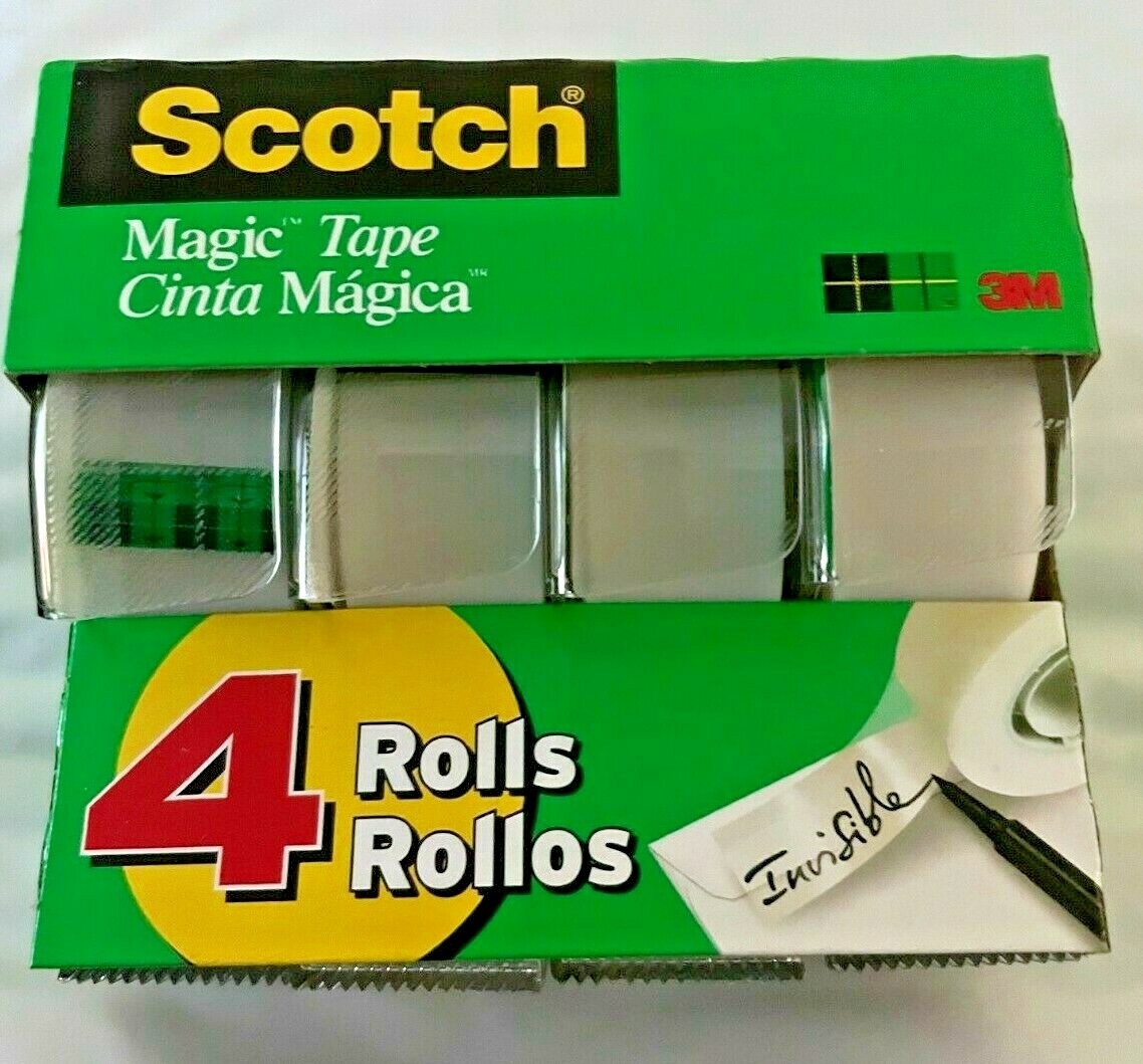 Scotch Magic Tape w/Dispenser 4 Pack 3M 3/4" x  300" Invisible