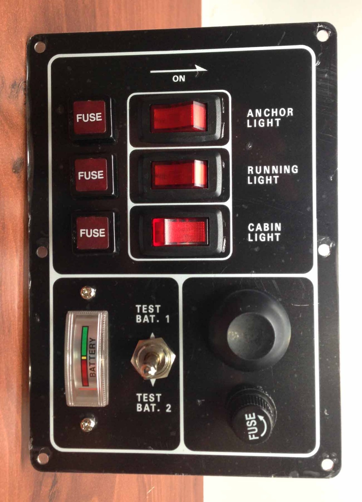 #Marine Boat Aluminum Switch Panel 3 Gang w/ Battery Tester & Horn Push Button