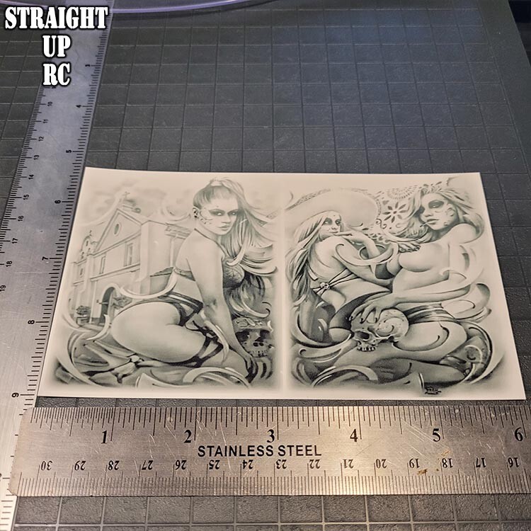 Custom Waterslide Decal - RC Lowrider "Airbrush Mural" Style "Trunk Girls"