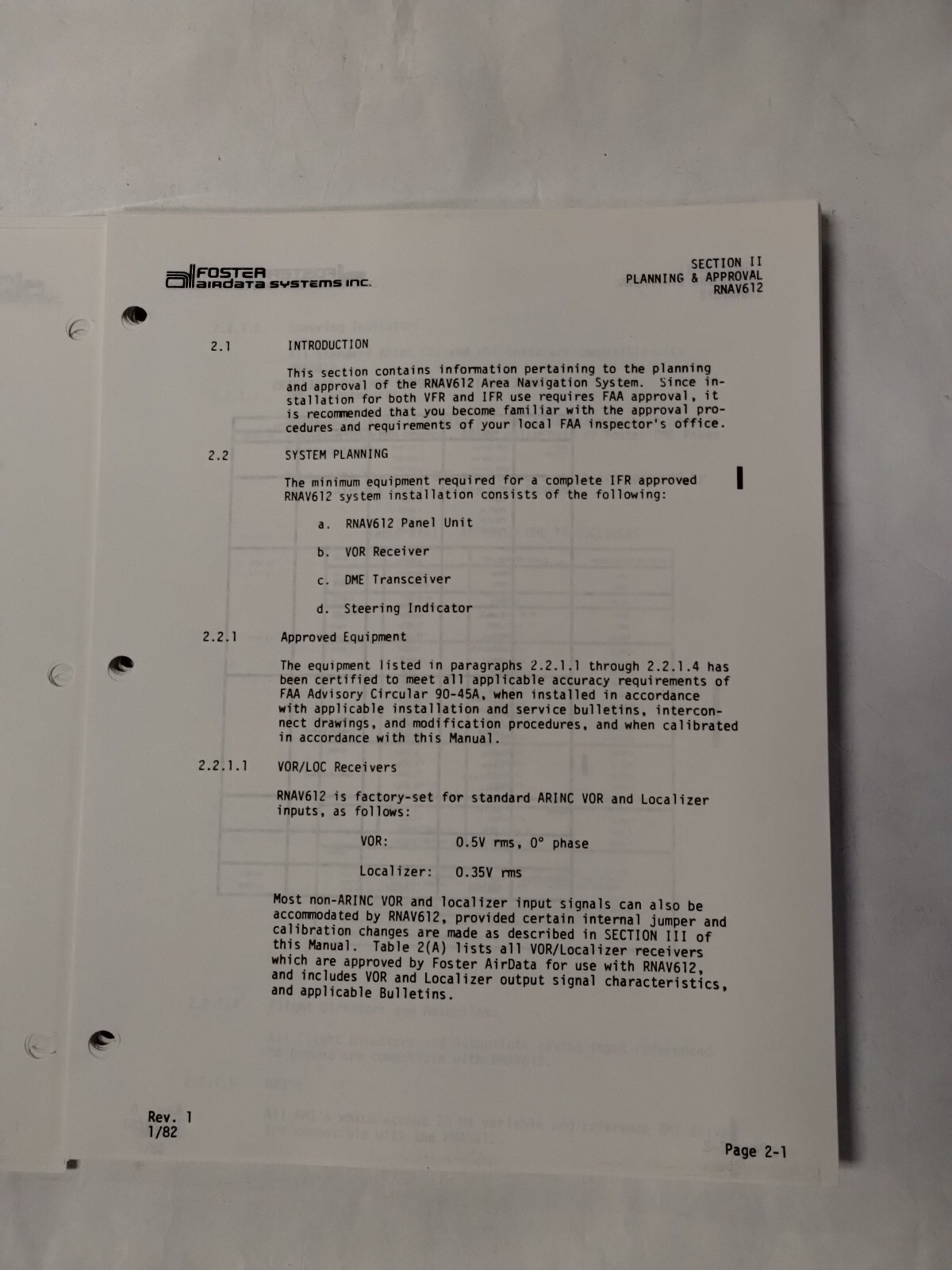 Foster RNAV612 Area Navigation System Installation & Maintenance Manual-Copy