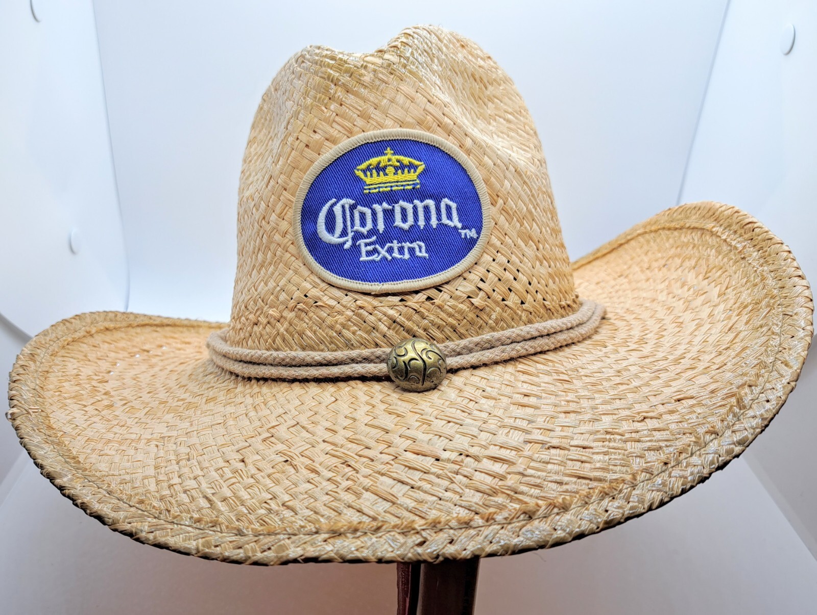 EUC Corona Beer Extra Crown Logo Patch Straw Cowboy Beer Hat One Size Fits Most