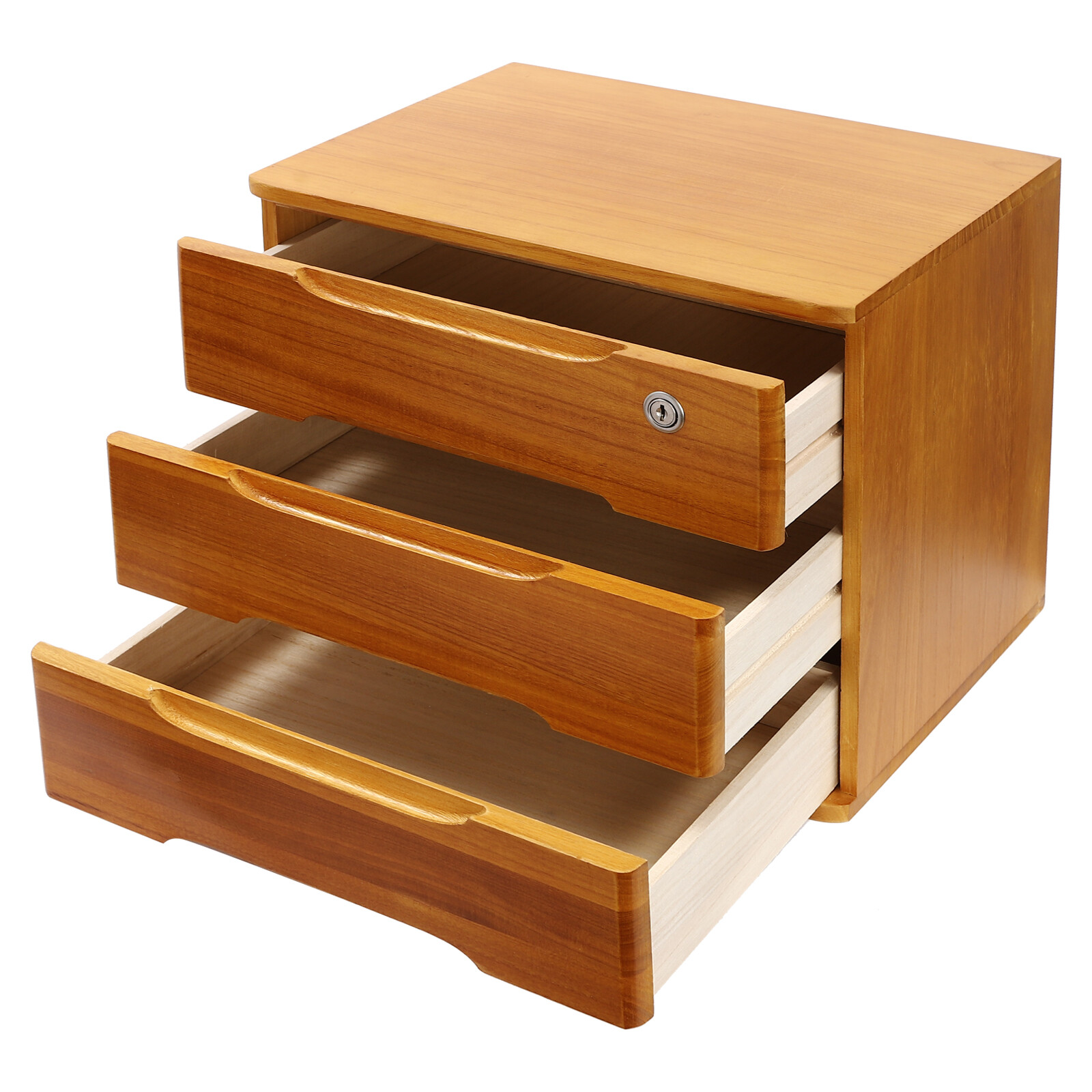 17.72" Yellow 3-Tier Desktop Organizer with Lockable Drawers - Compact Design
