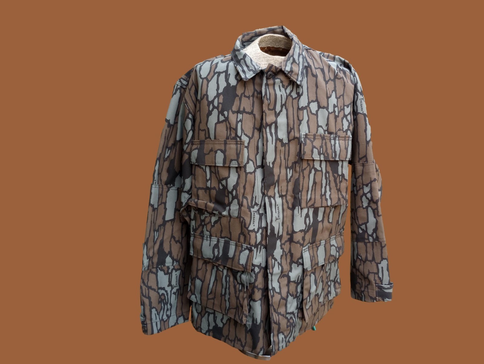 TREBARK CAMOUFLAGE HUNTING JACKET BDU FATIGUE 4 POCKET SHIRTS USA MADE