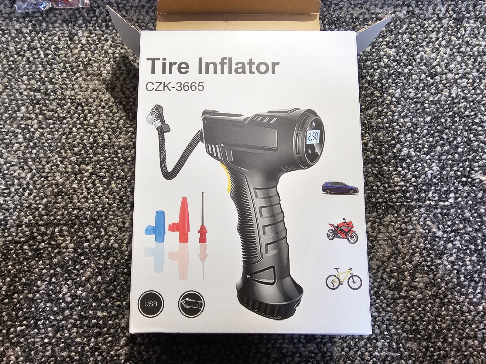 Tire Inflator Air Pump Digital Inflator Portable Air Compressor CZK-3665