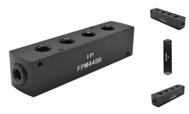 FPM44SR-2PK 3/8" FPT x 1/4" FPT Aluminum Rectangle Pencil Manifold, 1 Inlet