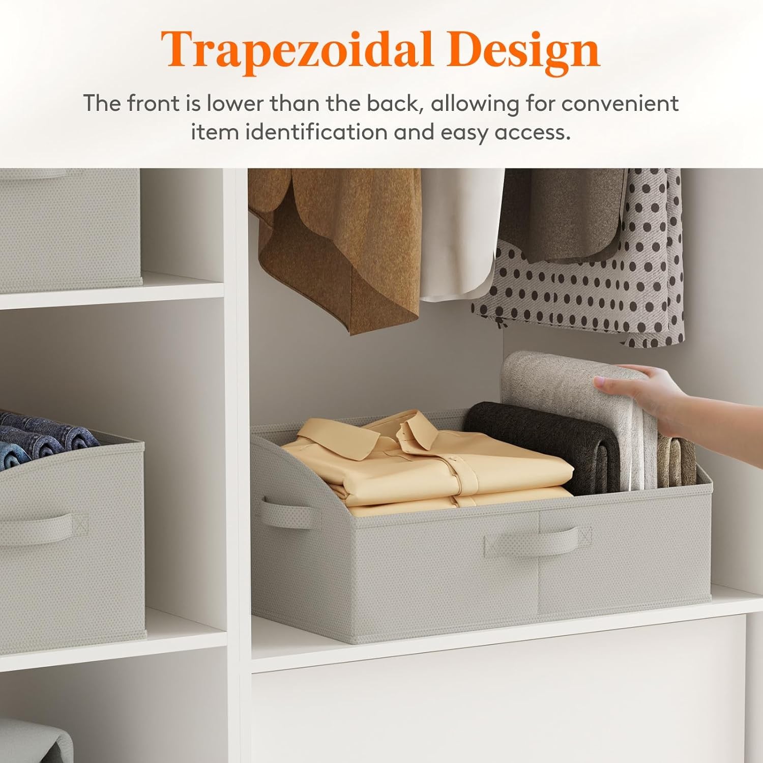 6 Pack Extra Large Trapezoid Closet Storage Bins Shelf Non-woven Closet