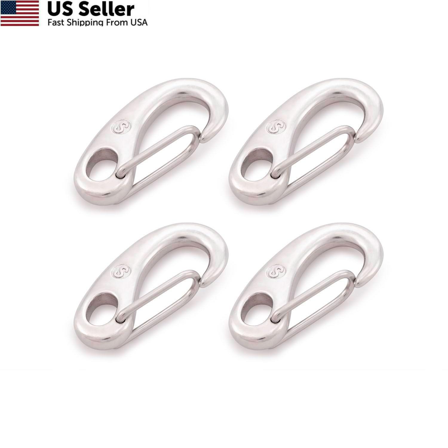 SHONAN Stainless Steel Flagpole Snap Hooks 4 Pack Marine Carabiner Clips