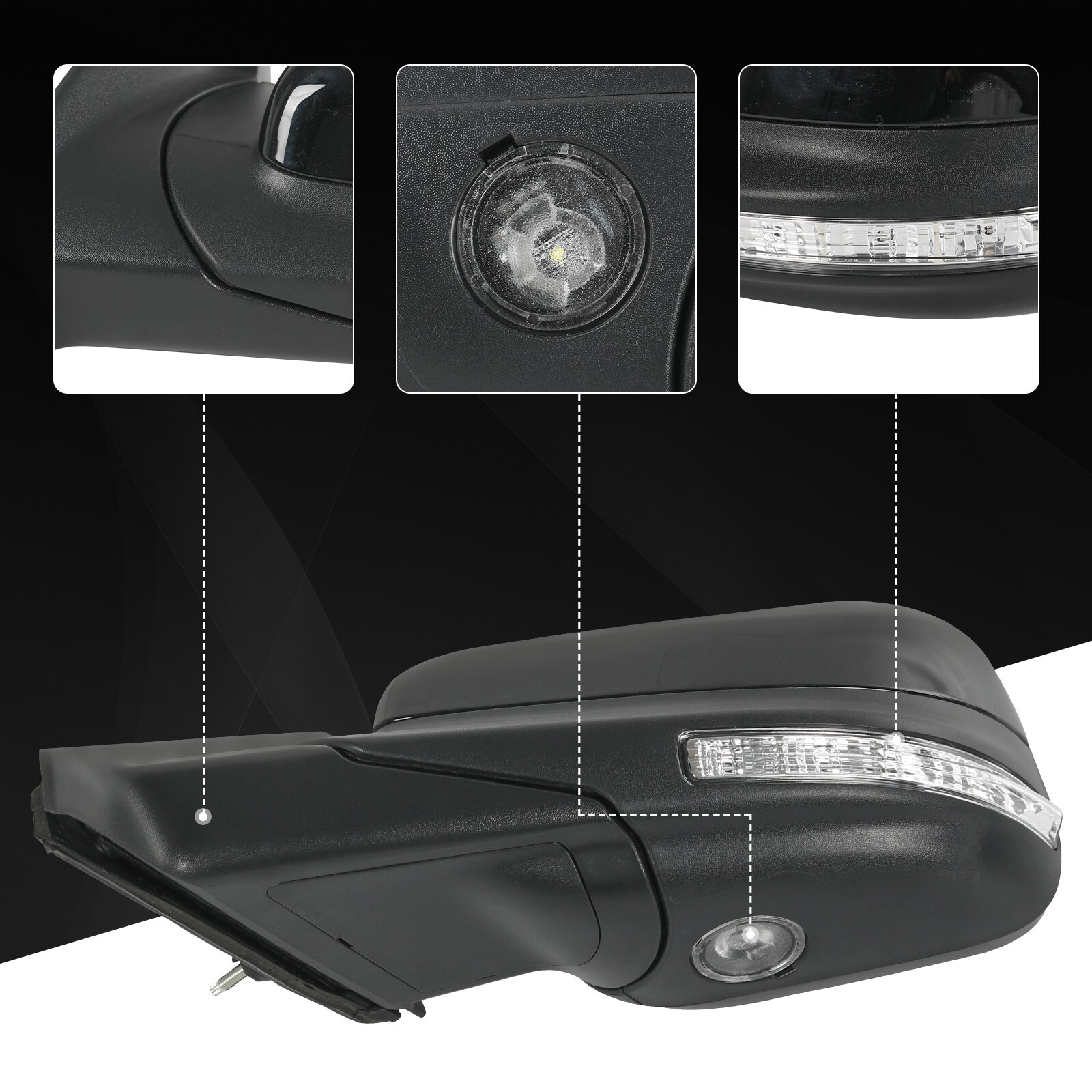 Side Mirror with Blind Spot Puddle Lamp Driver Side For FORD Explorer 2016-2019