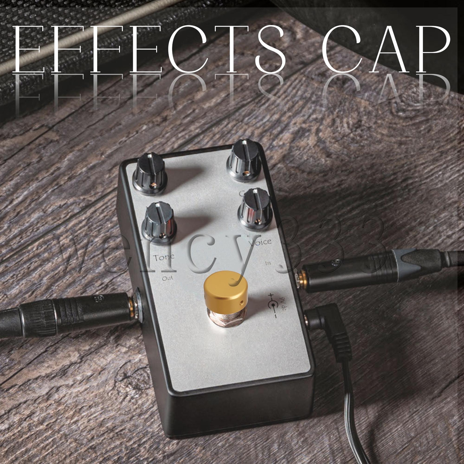 Aluminum Guitar Effect Pedal Footswitch Topper 3/8" Inner Dia Golden Pack of 2