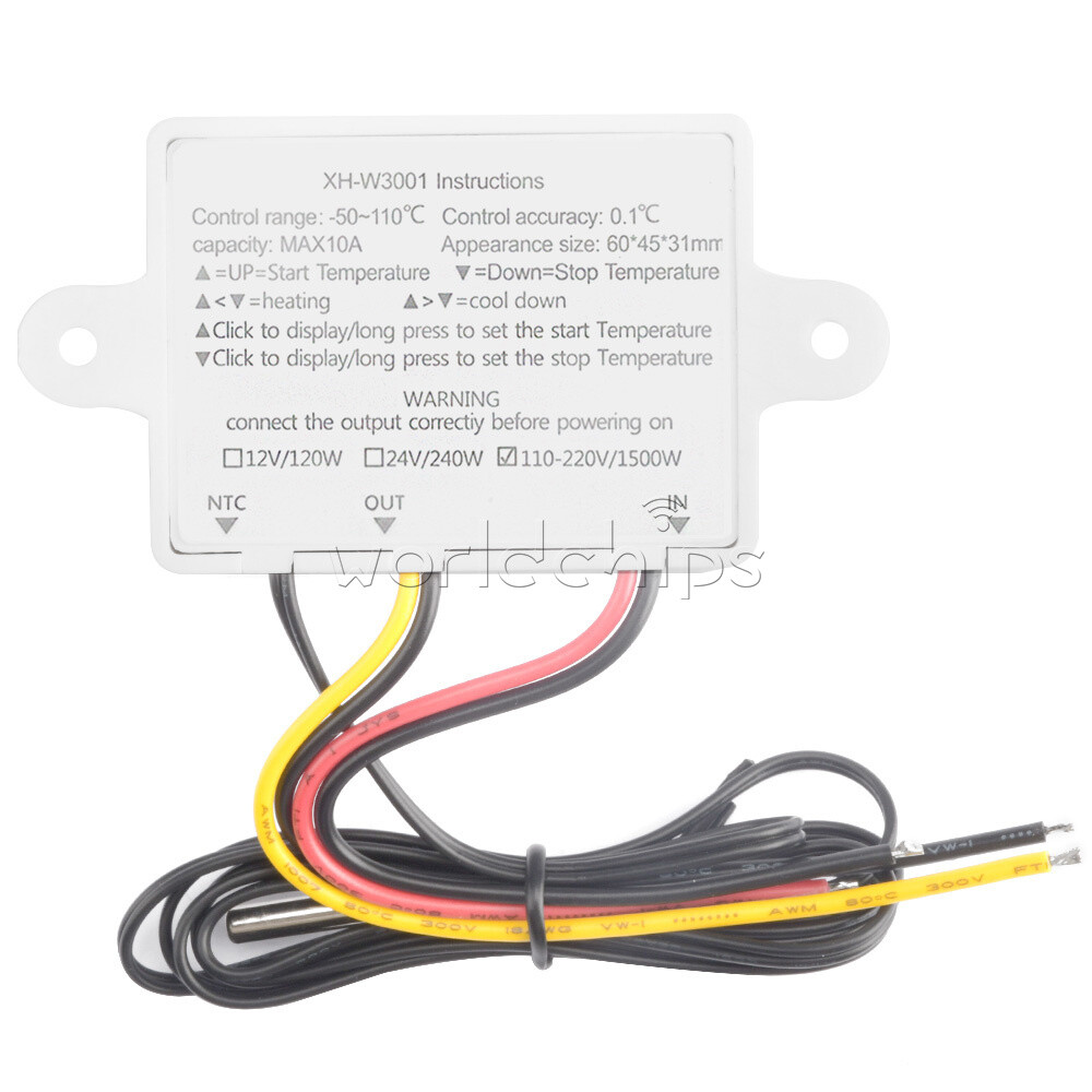 AC 220V w3001 LED Temperature Controller 10A Thermostat Control Switch Probe