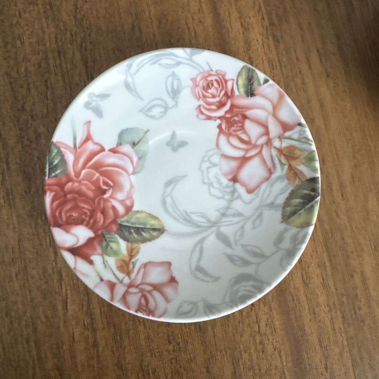 Vintage Rose Mini Small Plate Dish 4” Delicate Soft Romantic Mini Plate Wall