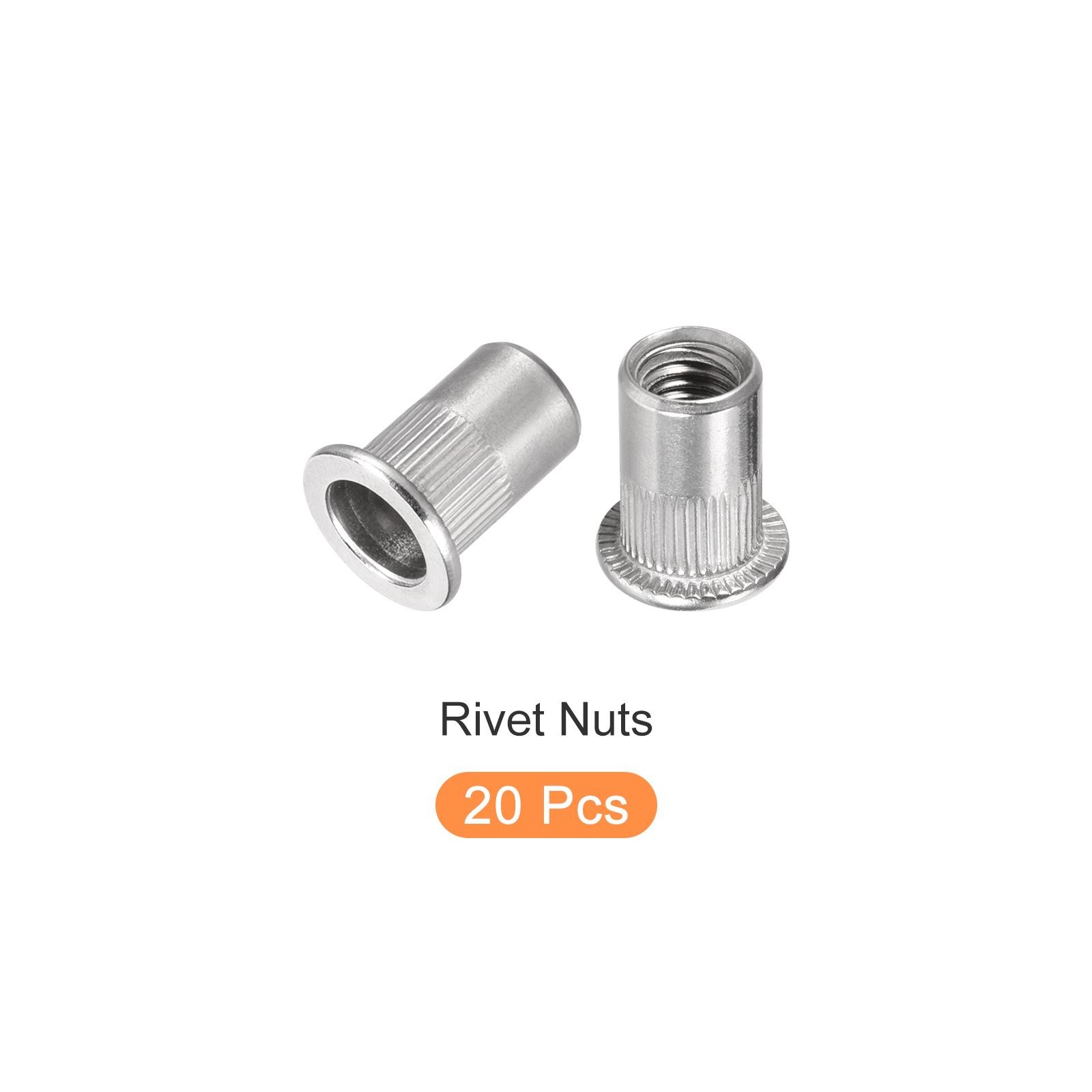 20pcs Rivet Nuts (M8) 304 Stainless Steel Threaded Insert Nuts Silver Tone