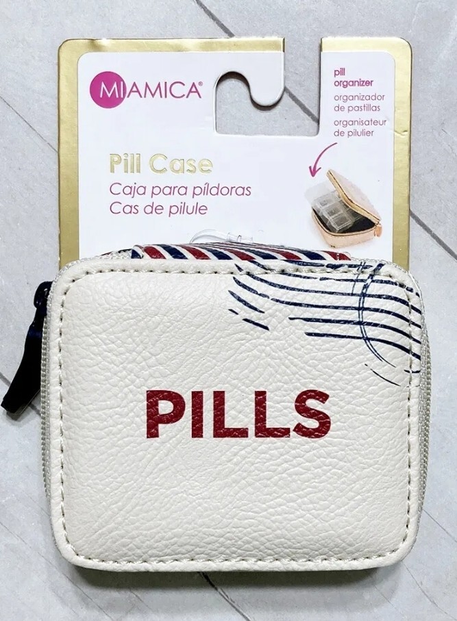 Miamica Small Pill Case Travel/Work Compact Organizer 8 Sections New