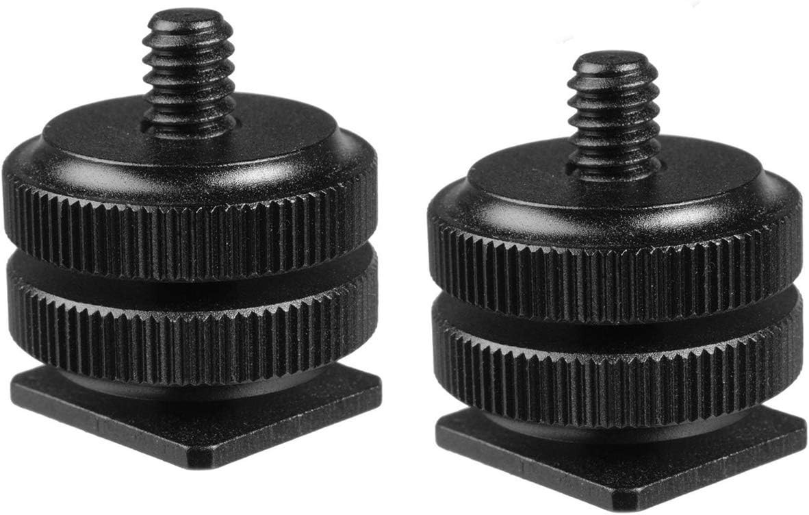 (2 Packs) Fotasy Hot Shoe to 1/4 Adapter, Camera Hot Shoe Mount Adapter, Flash S
